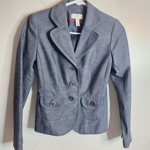 Loft Ann Taylor Blazer Jacket Womens size 00P Slim Fit Blue Chambray
